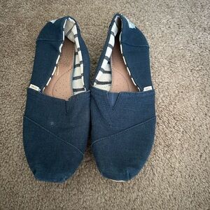 Toms Dark Blue Canvas Slip-Ons